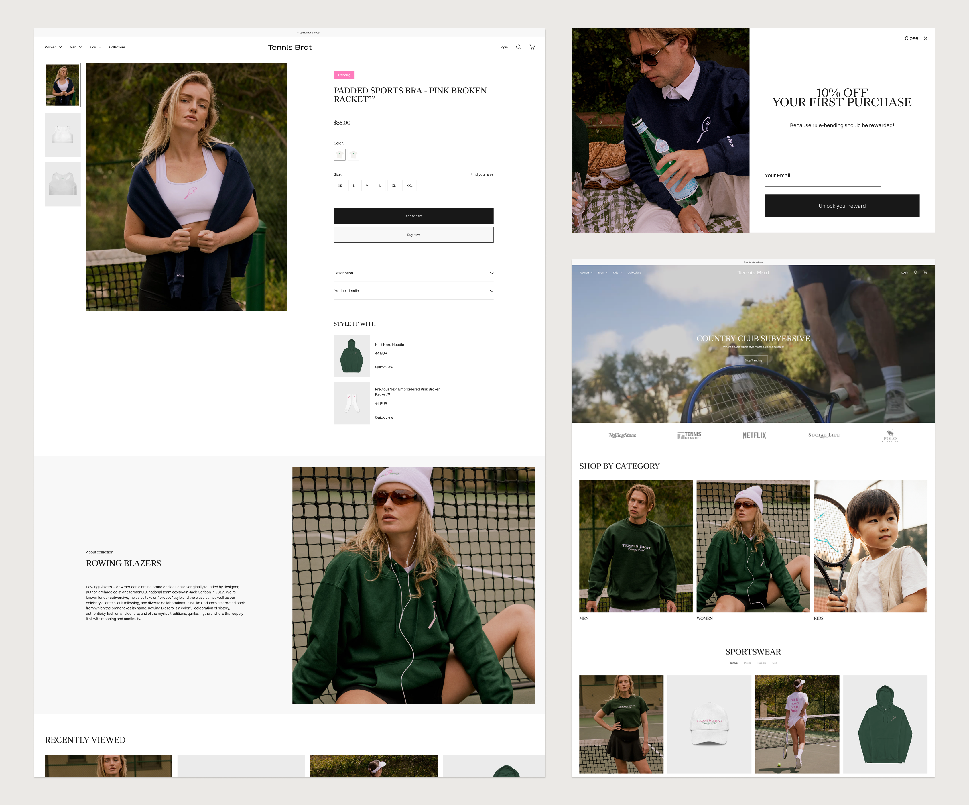 Tennis Brat storefront grid